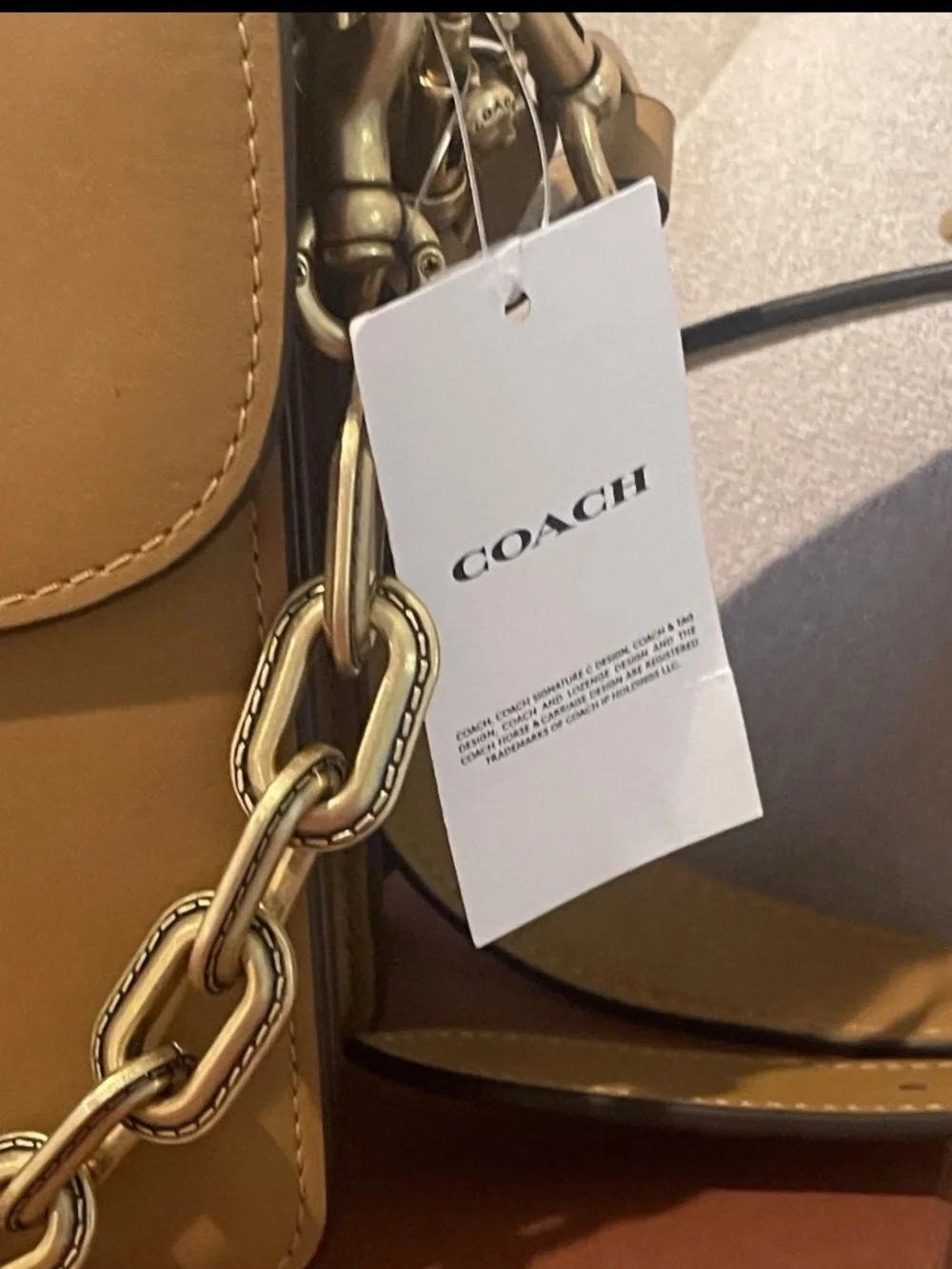 Coach Chain Tabby Honey Brown Leather With Brass Hardware Shoulder Bag CY919 NWT